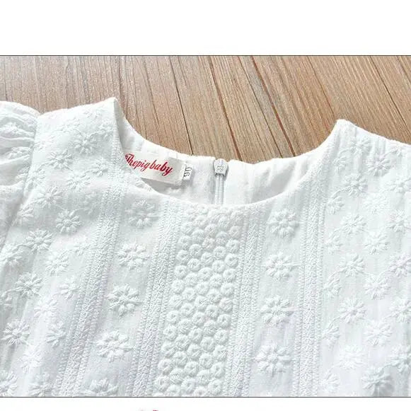 Children's White Dress Summer Dress For Girl Baby Embroidered Jacquard Princess Dress Fashion Girls Cotton Vest Dress 2 5 7 Y