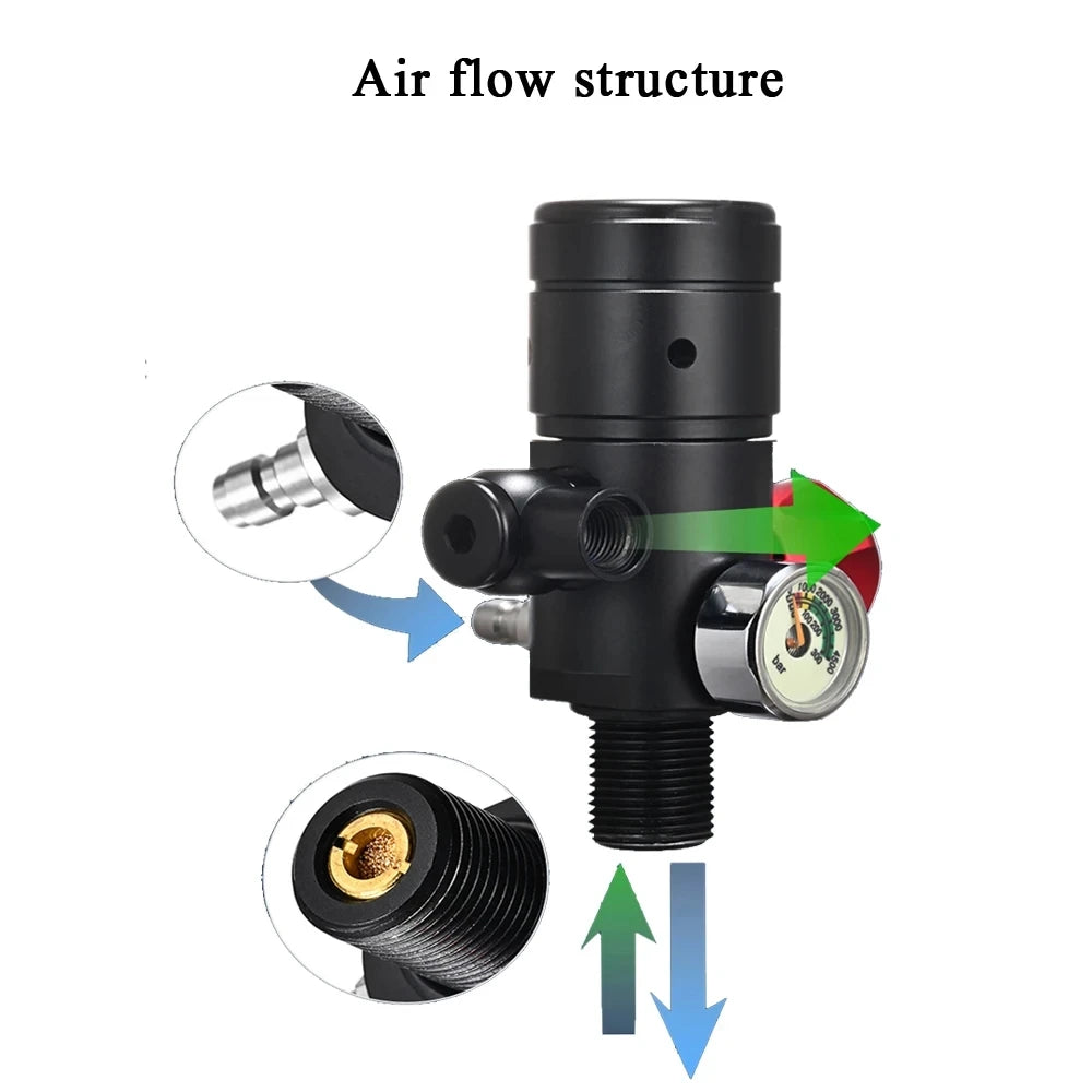 Scuba Diving Oxygen Tank  1L Cylinder Underwater Breather for  with Breathing Valve C Set