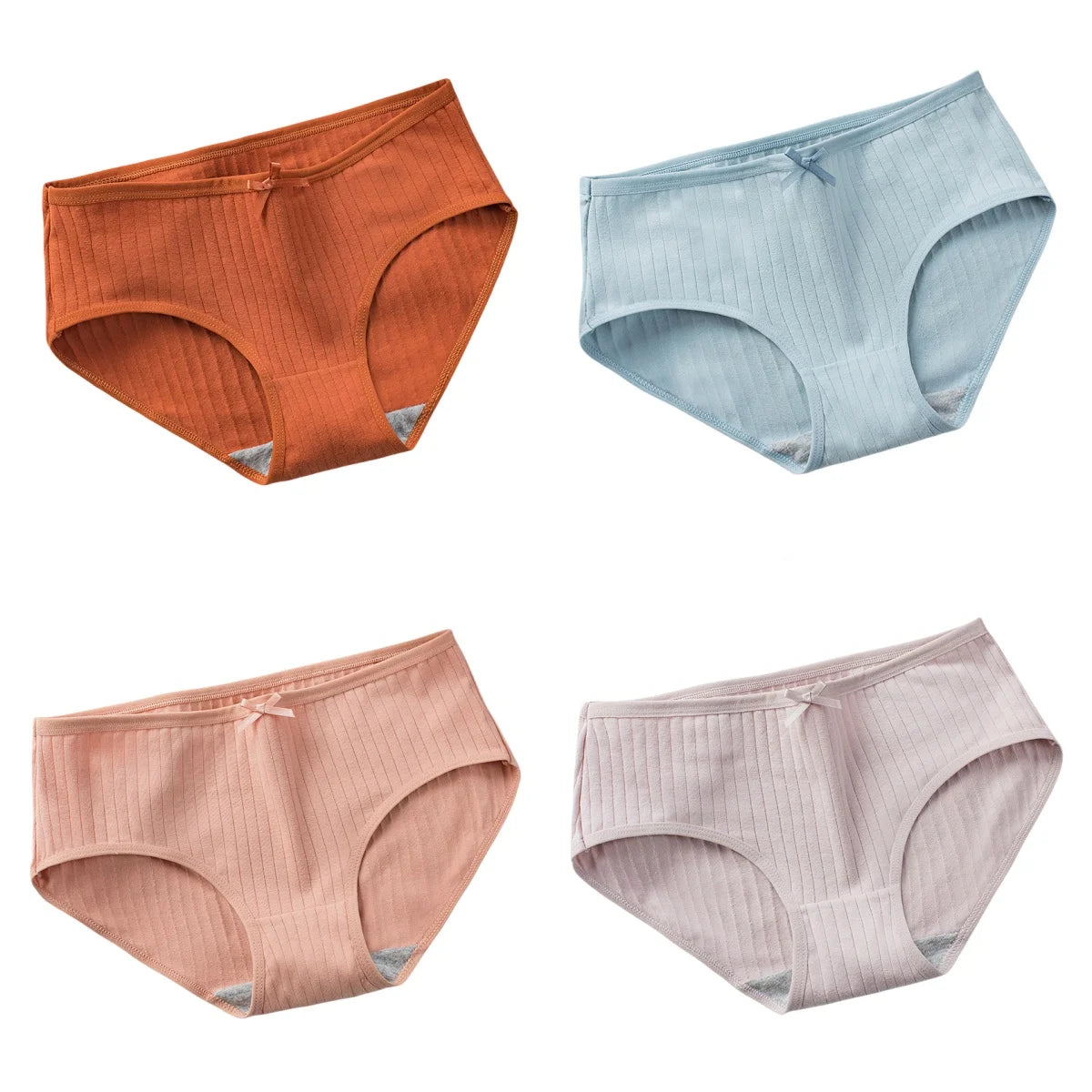 4Pcs/Set Women's Cotton Panties Low Waist Briefs Comfortable Breathable Underwear Sexy Lingerie Underpants Intimates