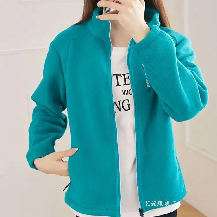 New Spring Autumn Clothes Sky Blue Coat Slim Women Sweatshirt Embroidery Letter Sport Tops Liner Fleece-lined Young Woman Jacket