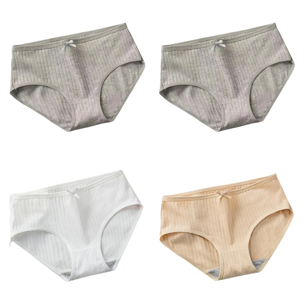 4Pcs/Set Women's Cotton Panties Low Waist Briefs Comfortable Breathable Underwear Sexy Lingerie Underpants Intimates