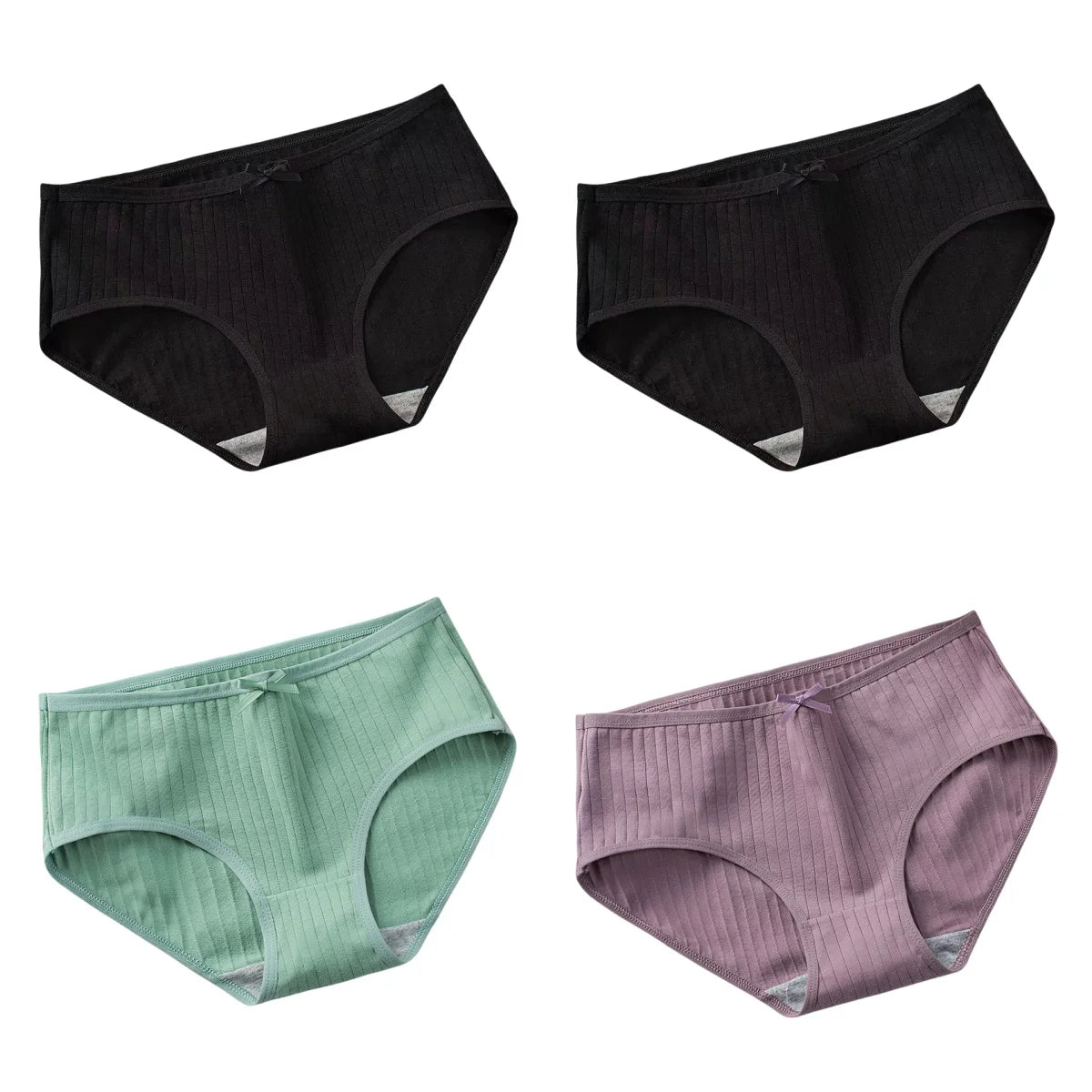 4Pcs/Set Women's Cotton Panties Low Waist Briefs Comfortable Breathable Underwear Sexy Lingerie Underpants Intimates