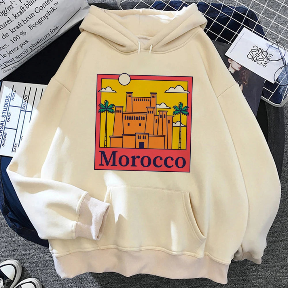 Maroc Morocco hoodies women harajuku Kawaii graphic pulls women japanese sweater