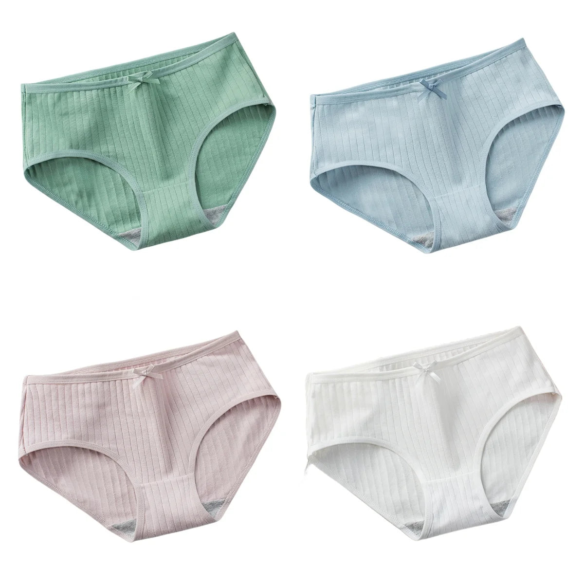 4Pcs/Set Women's Cotton Panties Low Waist Briefs Comfortable Breathable Underwear Sexy Lingerie Underpants Intimates