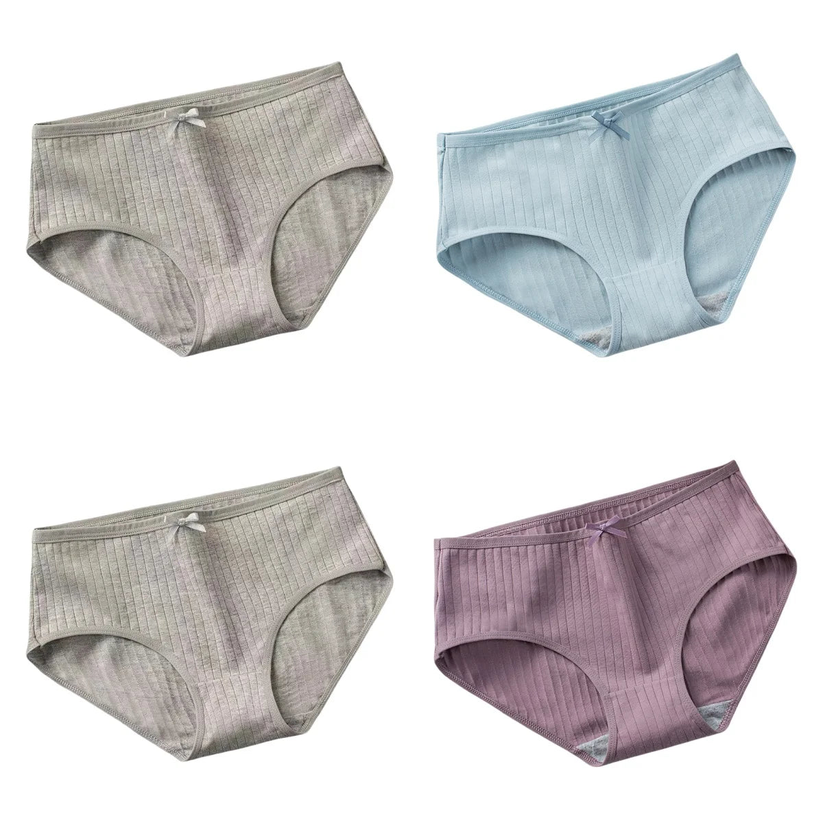 4Pcs/Set Women's Cotton Panties Low Waist Briefs Comfortable Breathable Underwear Sexy Lingerie Underpants Intimates