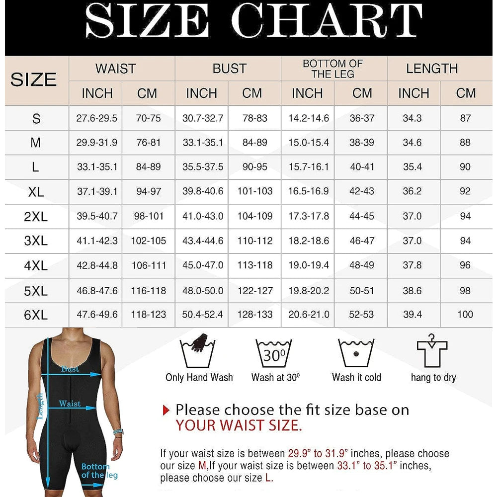 Men's Shapewear Bodysuit Tummy Control Compression Slimming Full Body Shaper Workout Abs Abdomen Underwear Plus Size Open Crotch