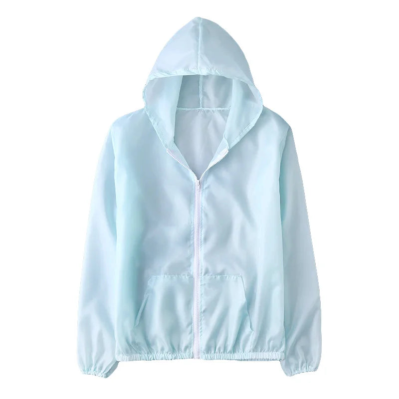 Women Quick-dry Anti Uv Shirt Sweatshirt Sun Protection Tops Hoodie Coat Summer Sunscreen Ultra-thin Breathable Solid Color Coat