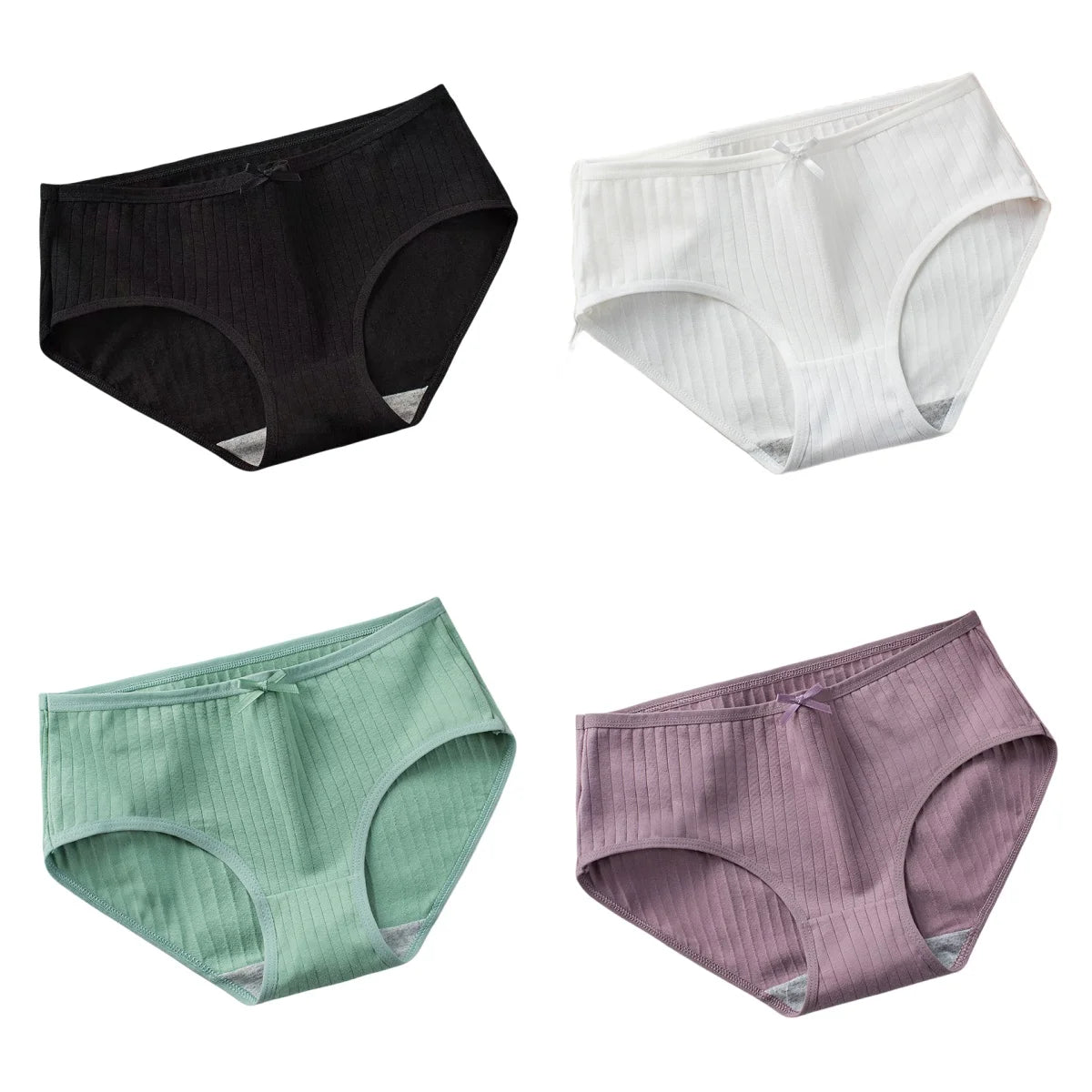 4Pcs/Set Women's Cotton Panties Low Waist Briefs Comfortable Breathable Underwear Sexy Lingerie Underpants Intimates