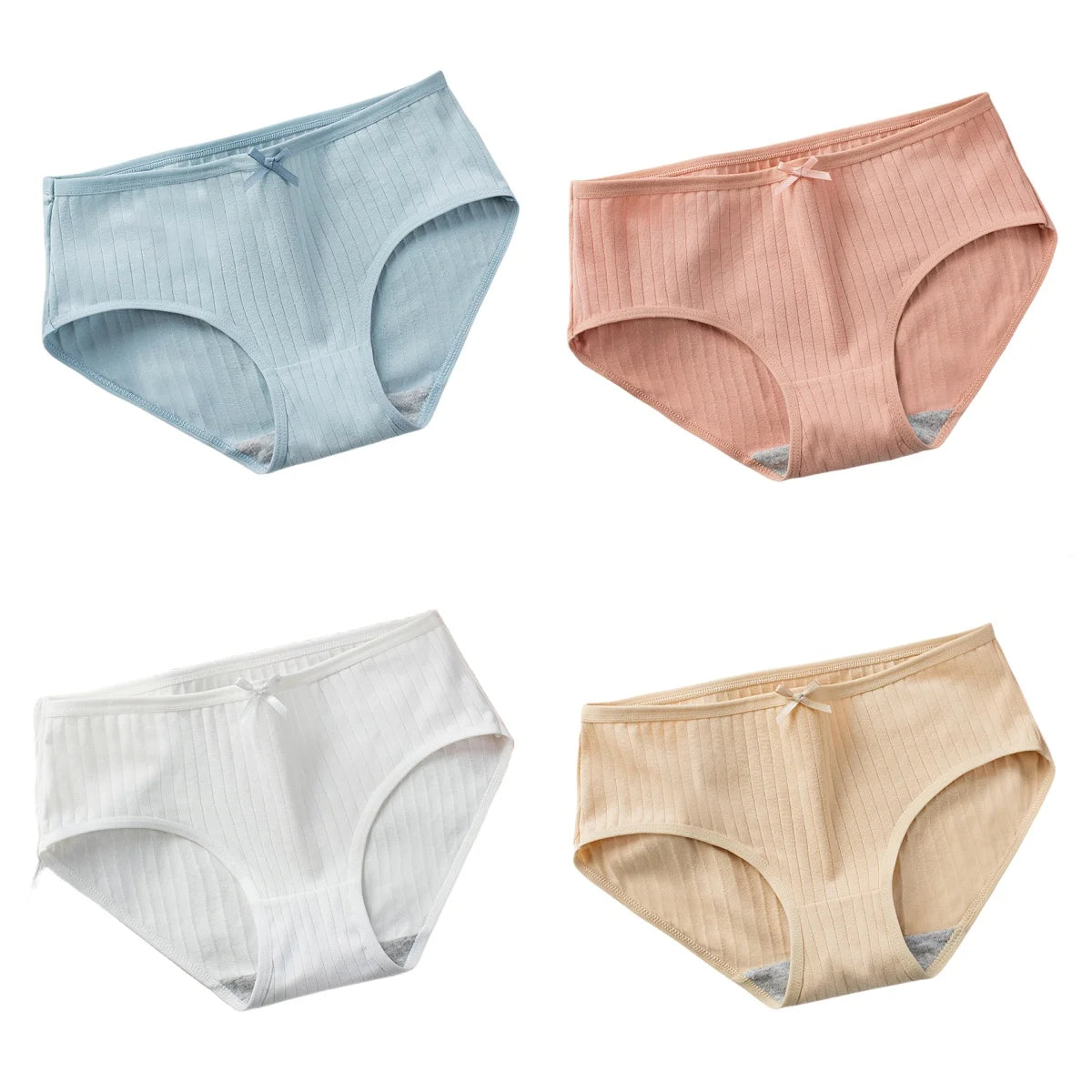 4Pcs/Set Women's Cotton Panties Low Waist Briefs Comfortable Breathable Underwear Sexy Lingerie Underpants Intimates