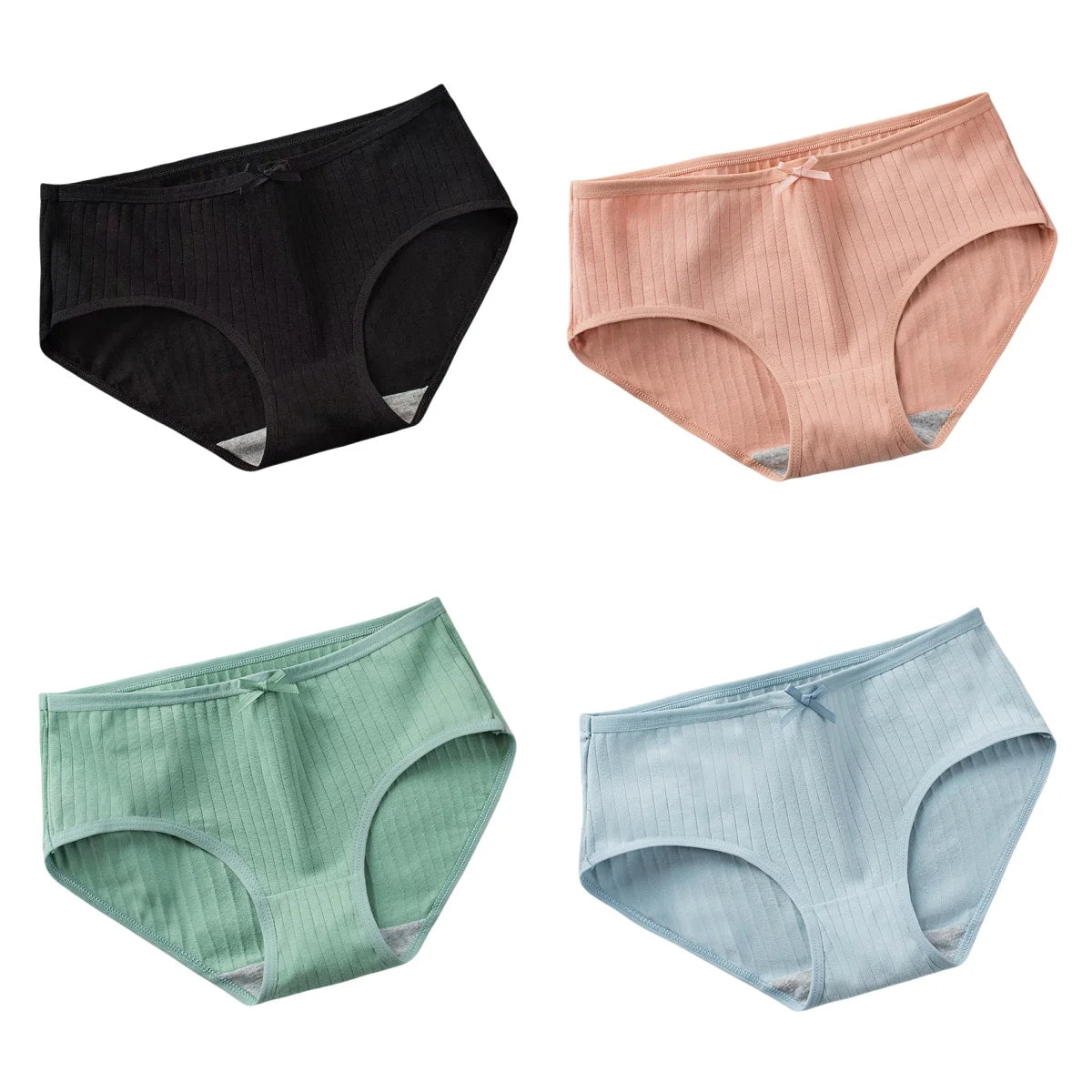 4Pcs/Set Women's Cotton Panties Low Waist Briefs Comfortable Breathable Underwear Sexy Lingerie Underpants Intimates