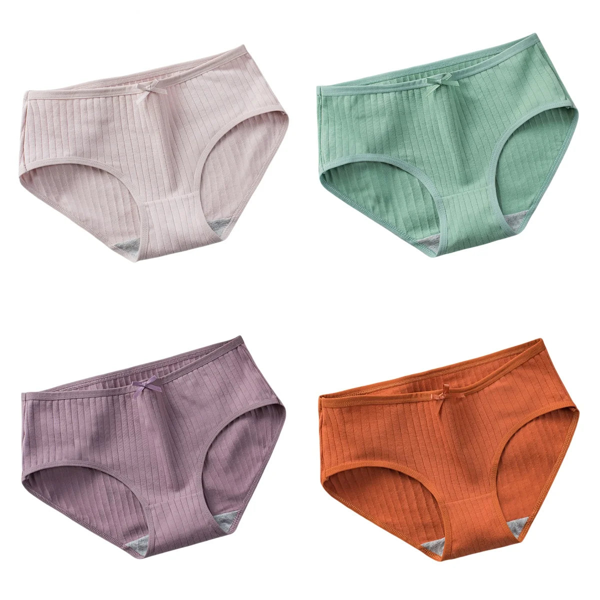 4Pcs/Set Women's Cotton Panties Low Waist Briefs Comfortable Breathable Underwear Sexy Lingerie Underpants Intimates