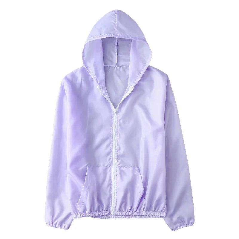 Women Quick-dry Anti Uv Shirt Sweatshirt Sun Protection Tops Hoodie Coat Summer Sunscreen Ultra-thin Breathable Solid Color Coat