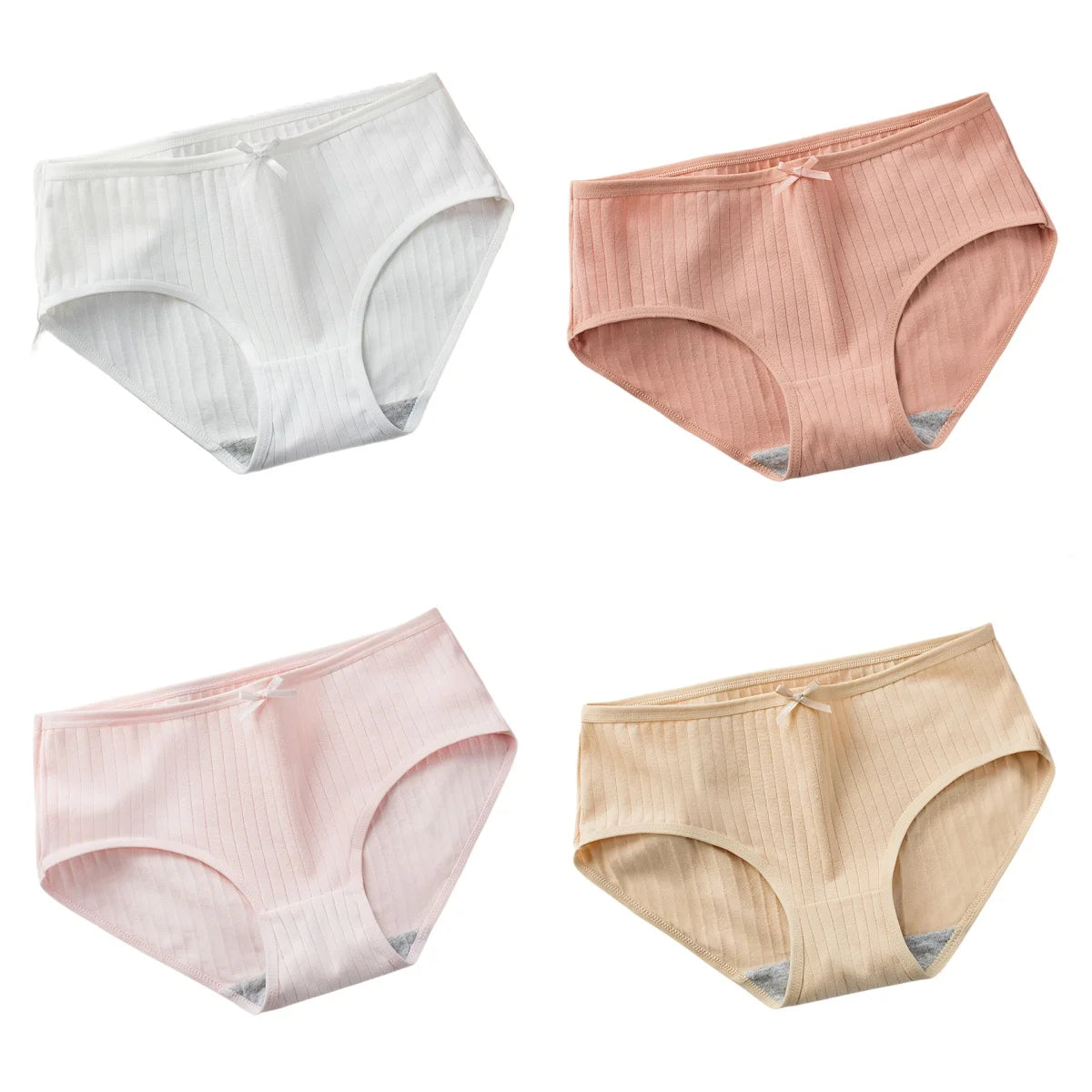 4Pcs/Set Women's Cotton Panties Low Waist Briefs Comfortable Breathable Underwear Sexy Lingerie Underpants Intimates