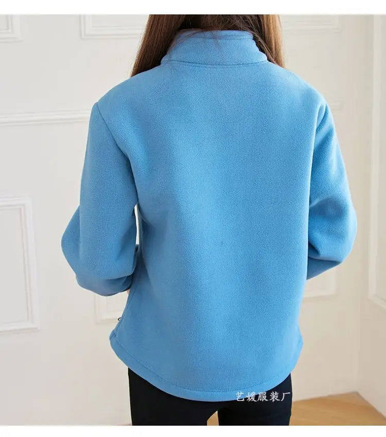 New Spring Autumn Clothes Sky Blue Coat Slim Women Sweatshirt Embroidery Letter Sport Tops Liner Fleece-lined Young Woman Jacket