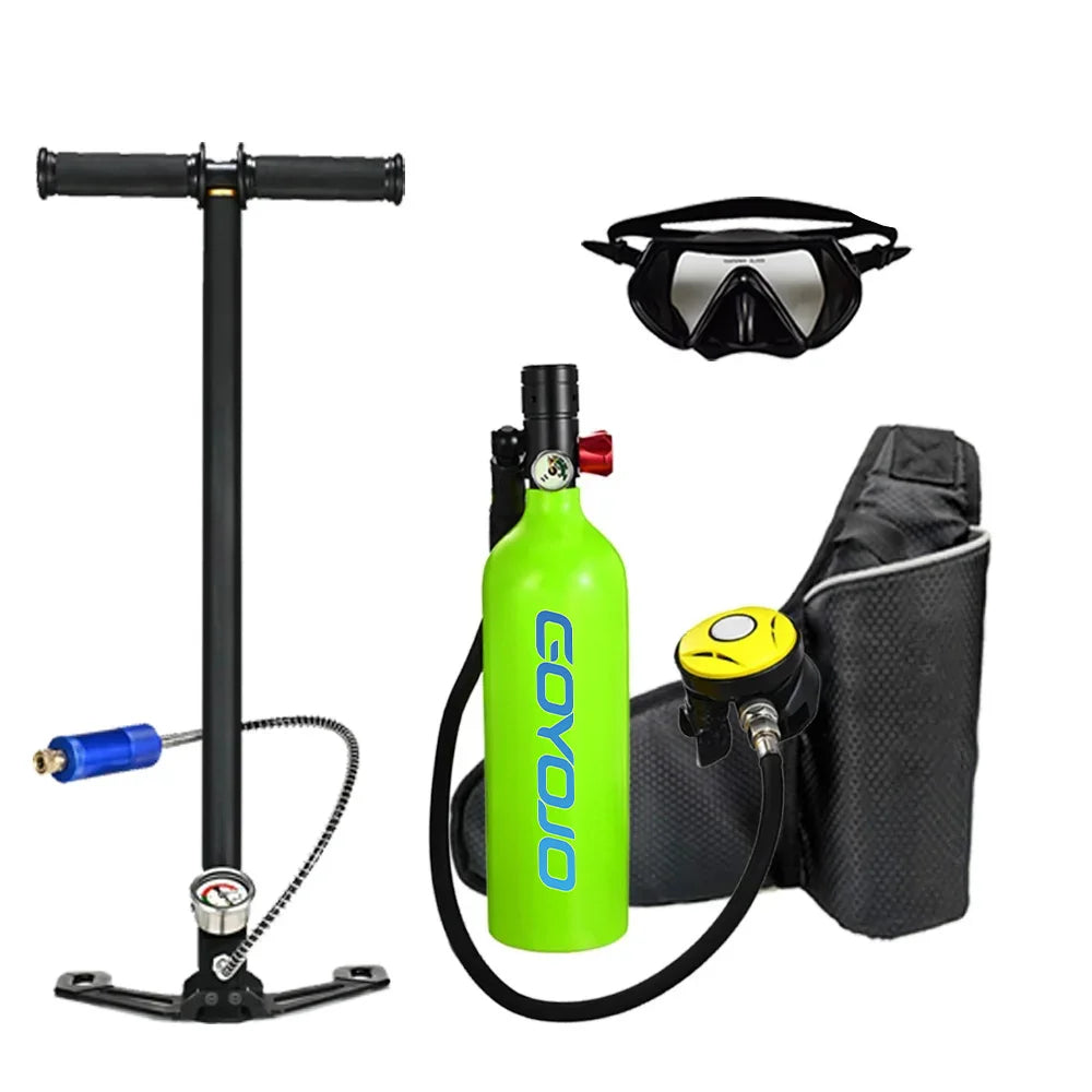 Scuba Diving Oxygen Tank  1L Cylinder Underwater Breather for  with Breathing Valve C Set