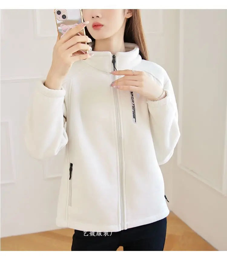 New Spring Autumn Clothes Sky Blue Coat Slim Women Sweatshirt Embroidery Letter Sport Tops Liner Fleece-lined Young Woman Jacket