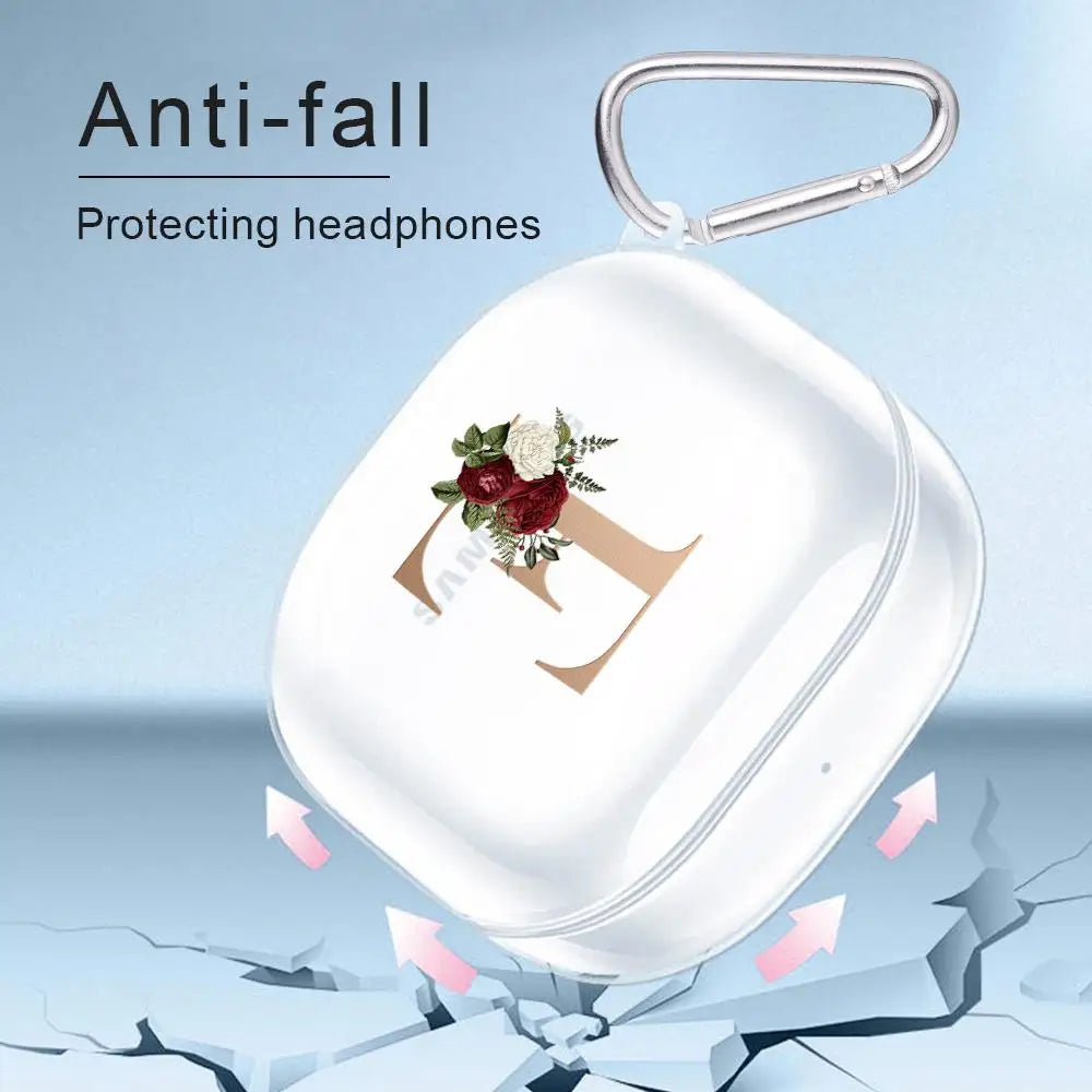 Rose Flower Case For Samsung Galaxy Buds 2 Pro Buds FE Live Buds2 buzz 2 pro live Cover Clear Hard PC Headphone Coque With Hook