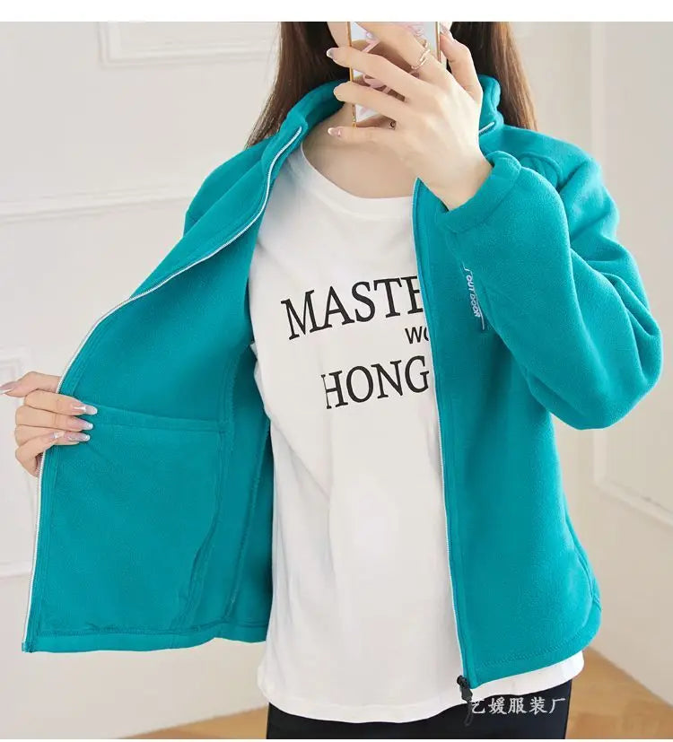 New Spring Autumn Clothes Sky Blue Coat Slim Women Sweatshirt Embroidery Letter Sport Tops Liner Fleece-lined Young Woman Jacket