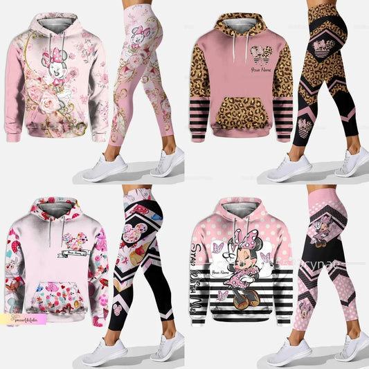 2024 3D Women's Set Sports  Pants Sports Disney Yoga Set Pink Fashion Sportswear Essential Hooded felpe sweat femme top femme