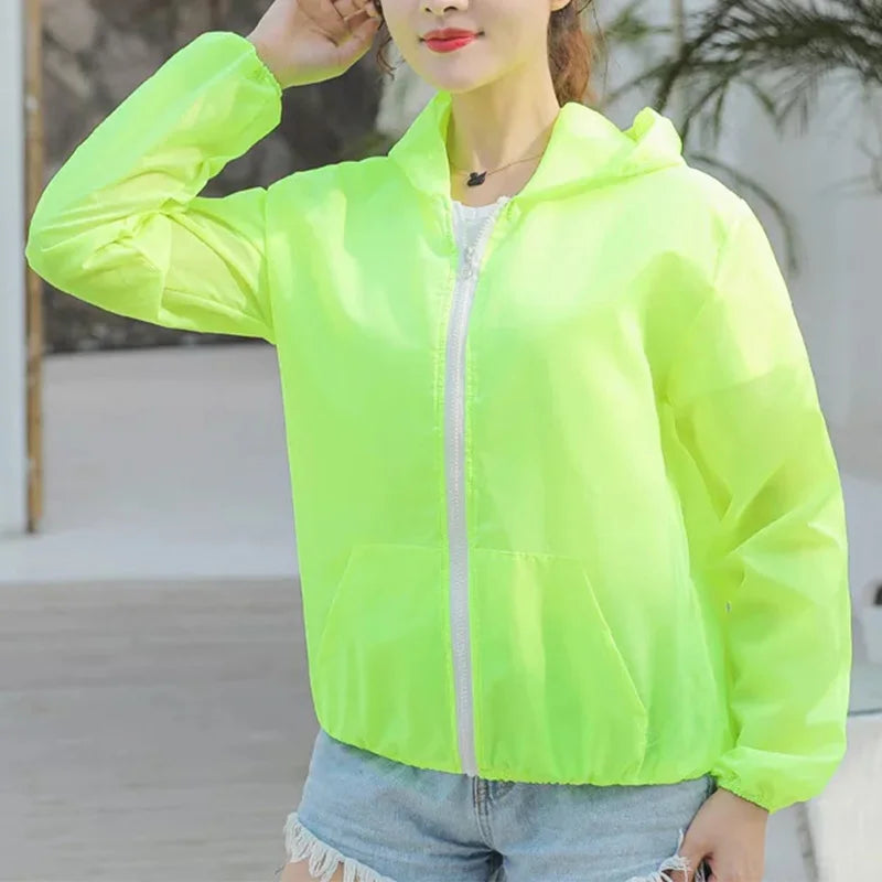 Women Quick-dry Anti Uv Shirt Sweatshirt Sun Protection Tops Hoodie Coat Summer Sunscreen Ultra-thin Breathable Solid Color Coat