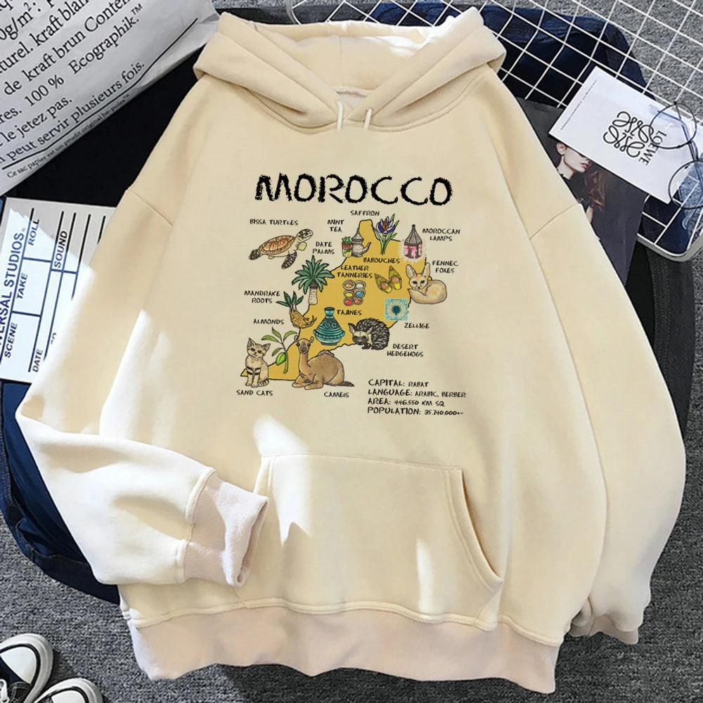 Maroc Morocco hoodies women harajuku Kawaii graphic pulls women japanese sweater