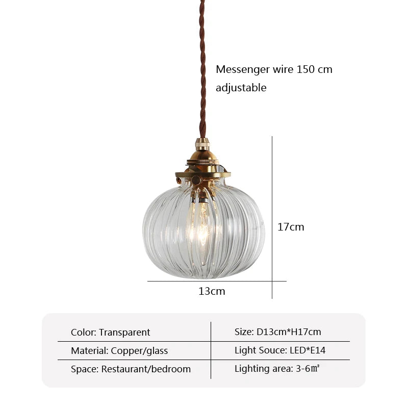 Retro Glass Pendant Light Nordic Dining room Pendant Lamp Creative Minimalist E27 Transparent Lampshade For Restaurant Light