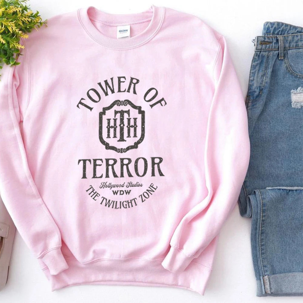 Tower of Terror Retro Sweathirts Tower Hotel Shirt Studios Shirts WDW Tshirt Unisex Vintage Graphic Sweatshirt Hoodies