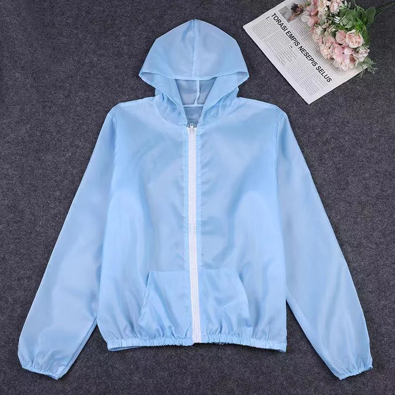 Women Quick-dry Anti Uv Shirt Sweatshirt Sun Protection Tops Hoodie Coat Summer Sunscreen Ultra-thin Breathable Solid Color Coat