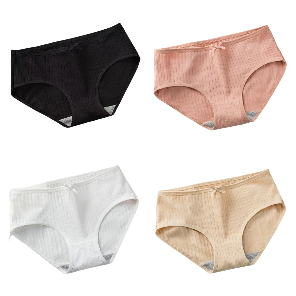 4Pcs/Set Women's Cotton Panties Low Waist Briefs Comfortable Breathable Underwear Sexy Lingerie Underpants Intimates