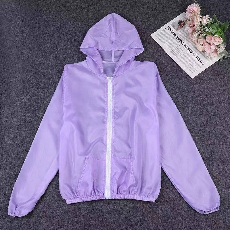 Women Quick-dry Anti Uv Shirt Sweatshirt Sun Protection Tops Hoodie Coat Summer Sunscreen Ultra-thin Breathable Solid Color Coat