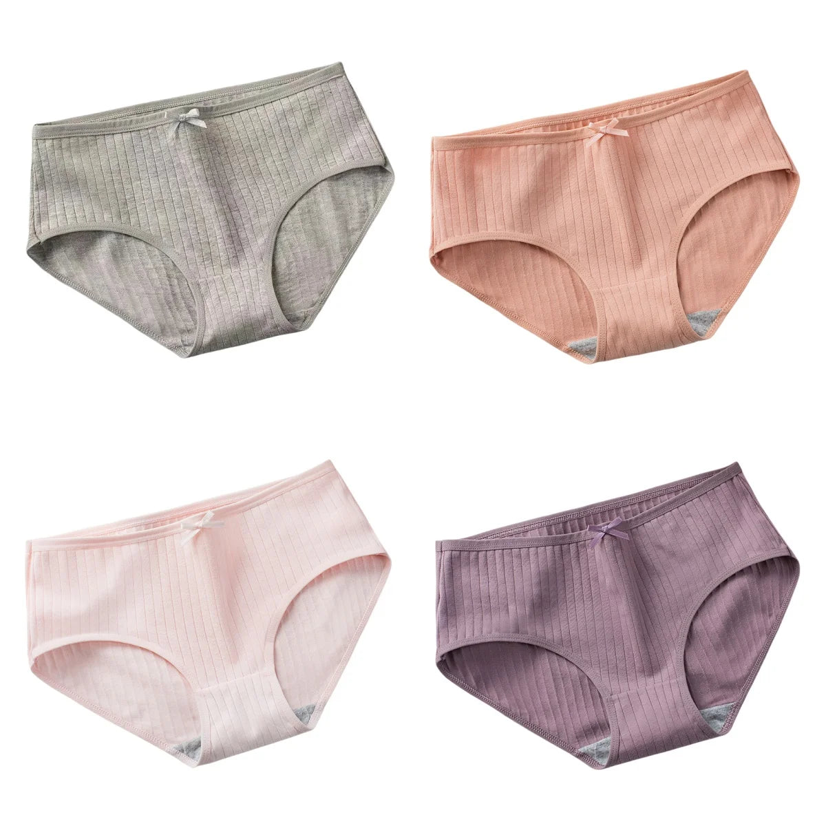 4Pcs/Set Women's Cotton Panties Low Waist Briefs Comfortable Breathable Underwear Sexy Lingerie Underpants Intimates