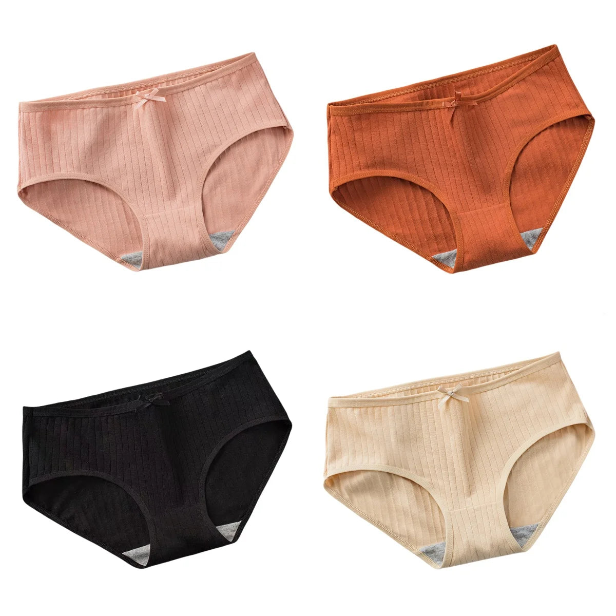 4Pcs/Set Women's Cotton Panties Low Waist Briefs Comfortable Breathable Underwear Sexy Lingerie Underpants Intimates