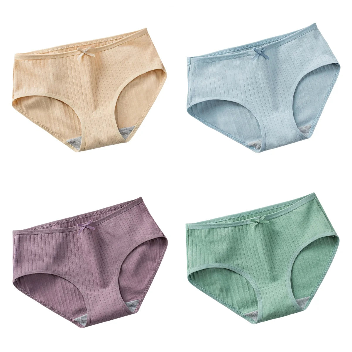 4Pcs/Set Women's Cotton Panties Low Waist Briefs Comfortable Breathable Underwear Sexy Lingerie Underpants Intimates