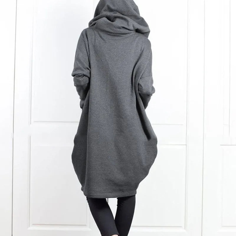 Autumn Winter Oversized Loose Casual Zipper Hoodies Female Fake Two Piece Pocket Cardigan Top Women Coat Outwear Lady Sweatshirt