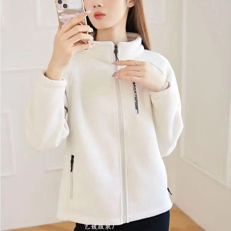 New Spring Autumn Clothes Sky Blue Coat Slim Women Sweatshirt Embroidery Letter Sport Tops Liner Fleece-lined Young Woman Jacket