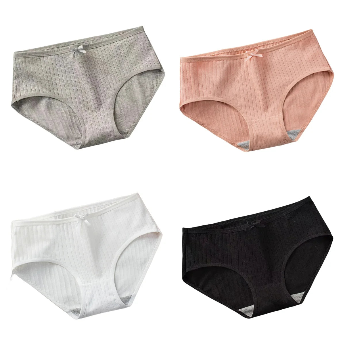 4Pcs/Set Women's Cotton Panties Low Waist Briefs Comfortable Breathable Underwear Sexy Lingerie Underpants Intimates